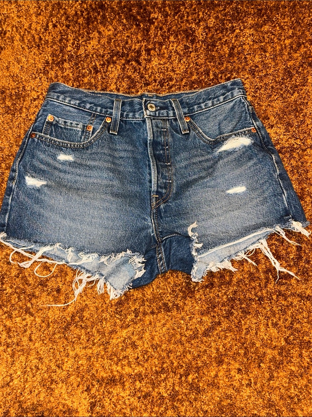 Levi's Blue Distressed Cutoff Denim Shorts